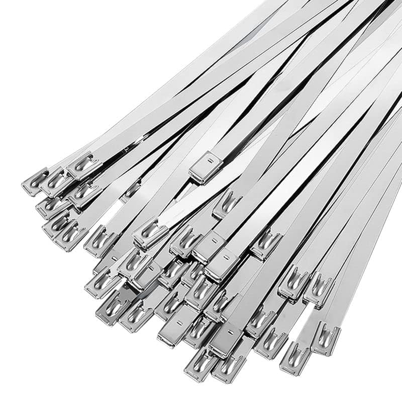Image of Metal Cable Zip Ties 12 Inch Heavy Duty Stainless Steel Self-Locking Cable Ties for Machinery, Vehicles, Farms, Pipes, Roofs, Cables & Outdoor Applications (Pack of 25)