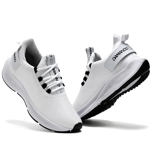 DM Damando Tênis Masculino Academia Corrida Treino Esportivo Caminhada Confortável e Leve Branco
