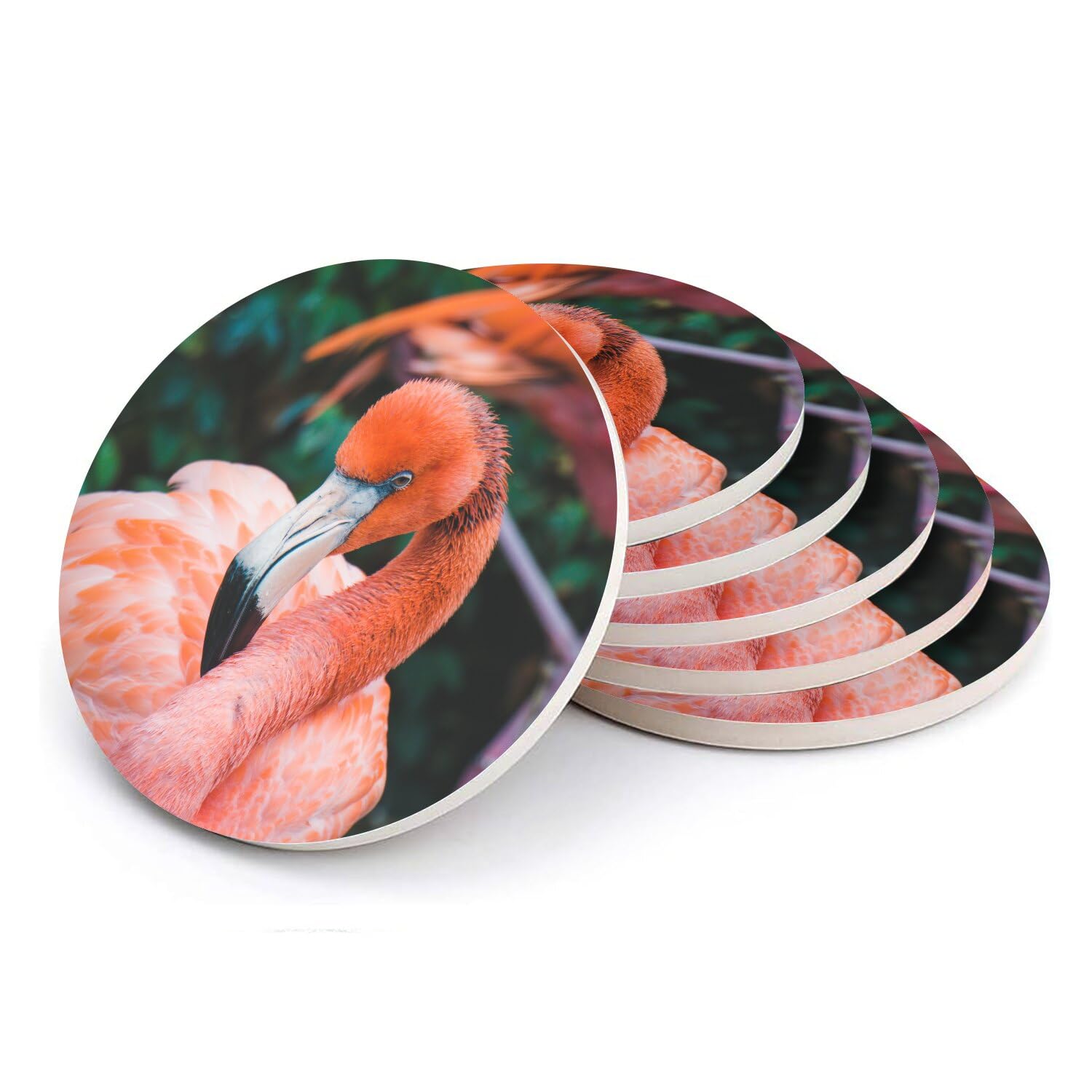 Sous-verre ronds en céramique flamant rose lot de 6 dessous de verre 108mm