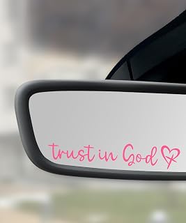 SCUARI 4PCS Car Stickers,Car Decals,Car Accessories Stickers and Decals,Trust in God Rearview Mirror Decal,Trust in God Automotive Mirror Decoration,Suitable for Most Car Truck SUV (Pink)