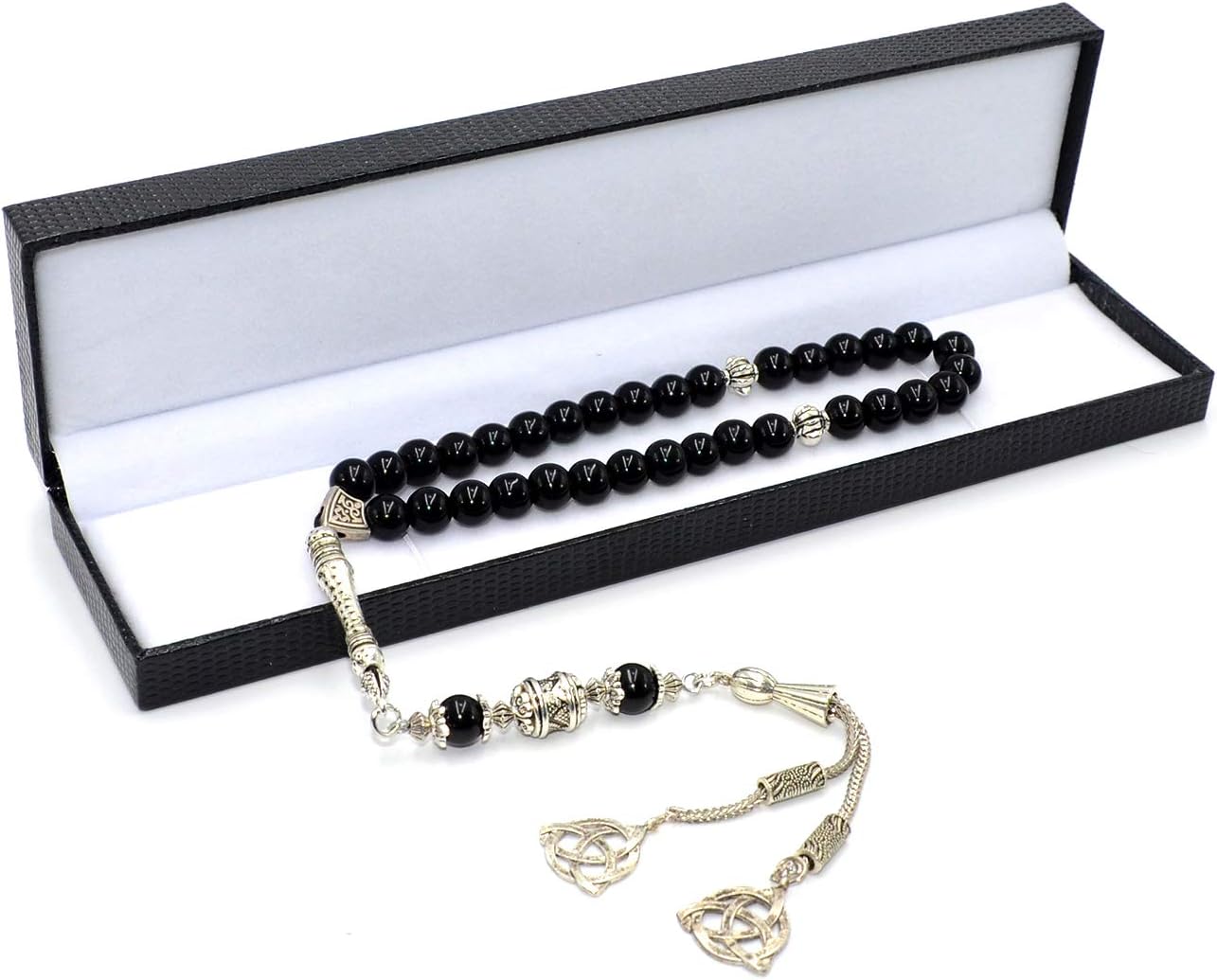 Gentle Men Collection- Prayer Beads-Worry Beads-Tesbih-Tasbih-Tasbeeh-Misbaha-Masbaha-Subha-Sebha-Rosary (Black Agate Stone -8 mm-33 Beads-)