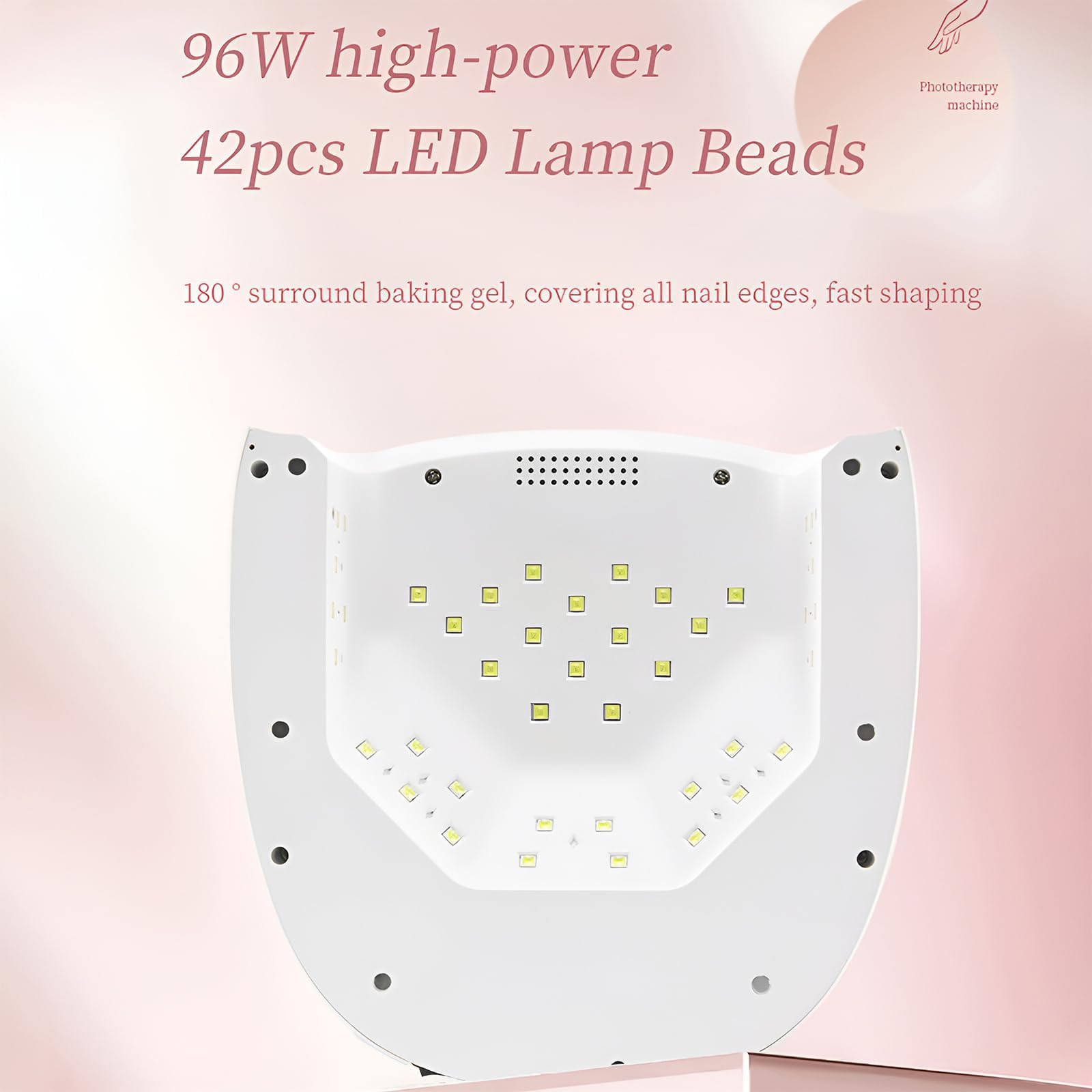 Lámpara de uñas LED UV inalámbrica de 96 W, secador de uñas recargable con 42 cuentas de lámpara, batería de 19200 mAh, 4 ajustes de temporizador y pantalla LCD, base extraíble con sensor automático