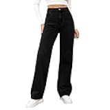 High Waisted Jeans for Women Straight Leg Denim Pants Wide Leg Jeans High Rise Baggy Pants with Pockets Streetwear