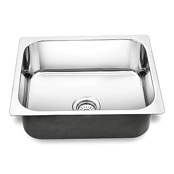 ARQUIN 304 Grade STAINLESS STEEL Single Bowl Kitchen Sink (Chrome Finish) (24x18x10 Square (Round))