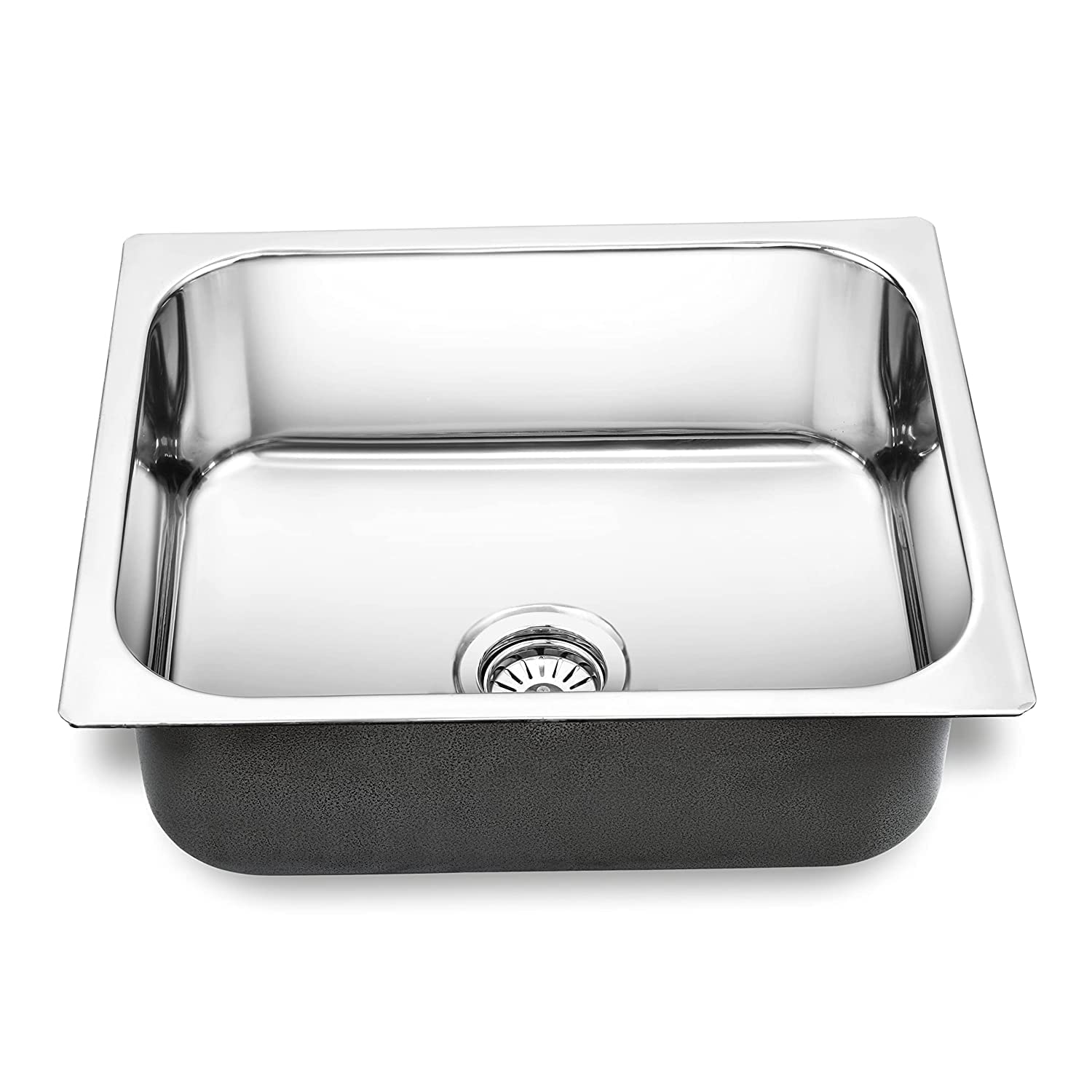ARQUIN 304 Grade STAINLESS STEEL Single Bowl Kitchen Sink (Chrome Finish) (24x18x10 Square (Round)) (B09SXYTFV4) Amazon Price History, Amazon Price Tracker