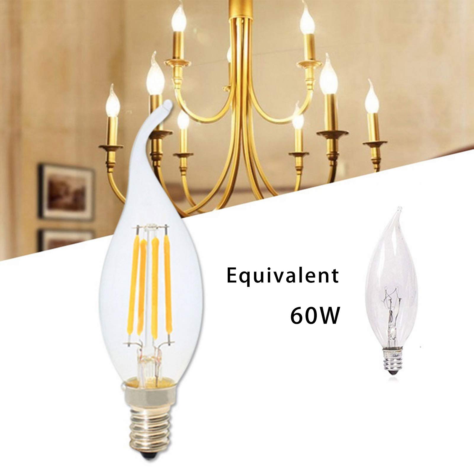 Bombilla filamento LED 110 V, portalámparas regulable, cálido/blanco frío, bombilla decorativa lámpara, sin parpadeo, paquete 6, cálido