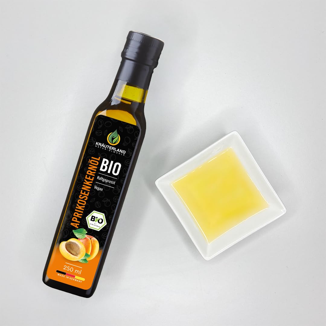 Kräuterland Bio Aprikosenkernöl 4x250ml (1Liter) kaltgepresstes Speiseöl