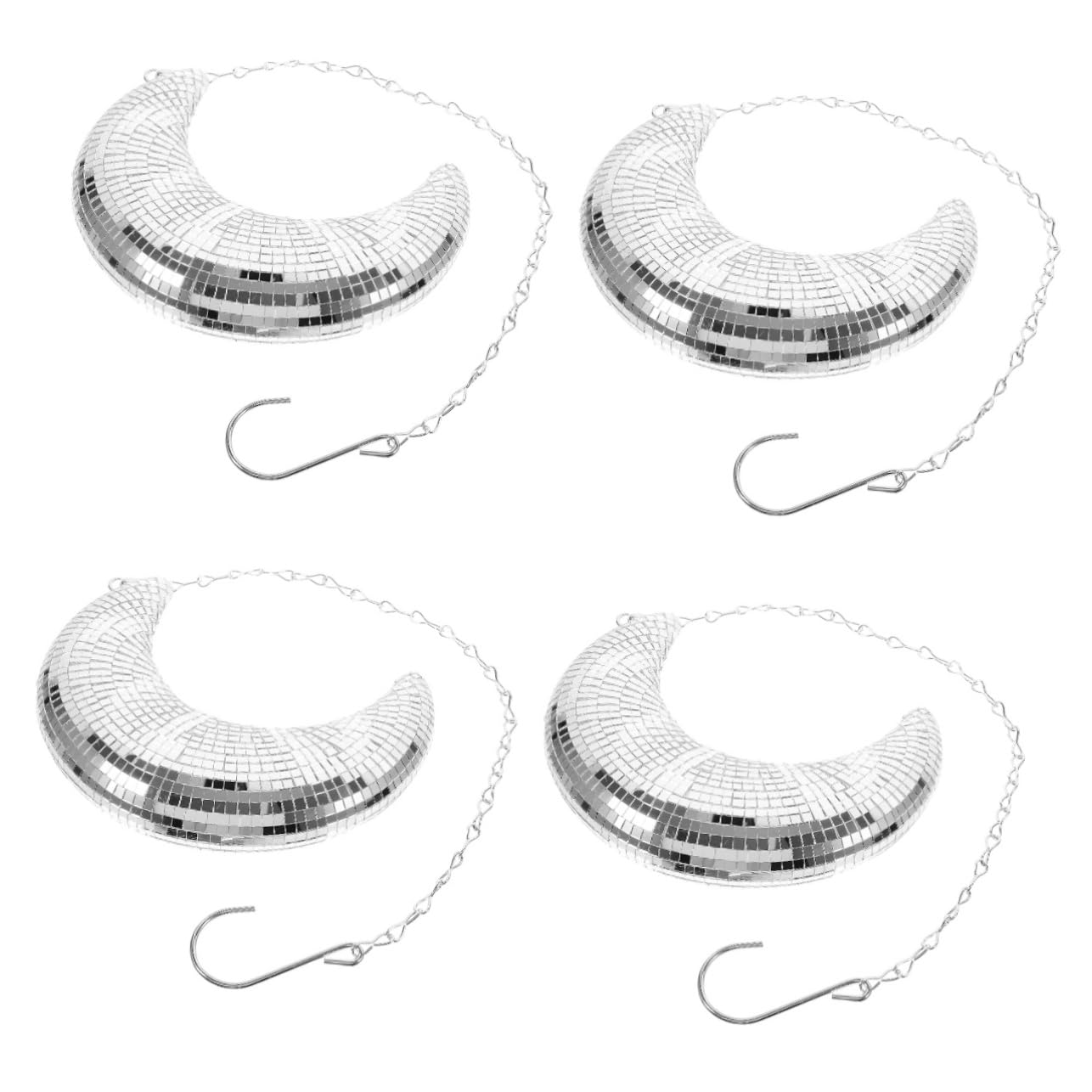 Alipis 4 Pièces Pendentif Lune Miroir Boules Disco Suspendues Décor Suspendu De Décor en Forme De Lune Boules à Facettes Décoration De Fête Décor De La Mousse Silver