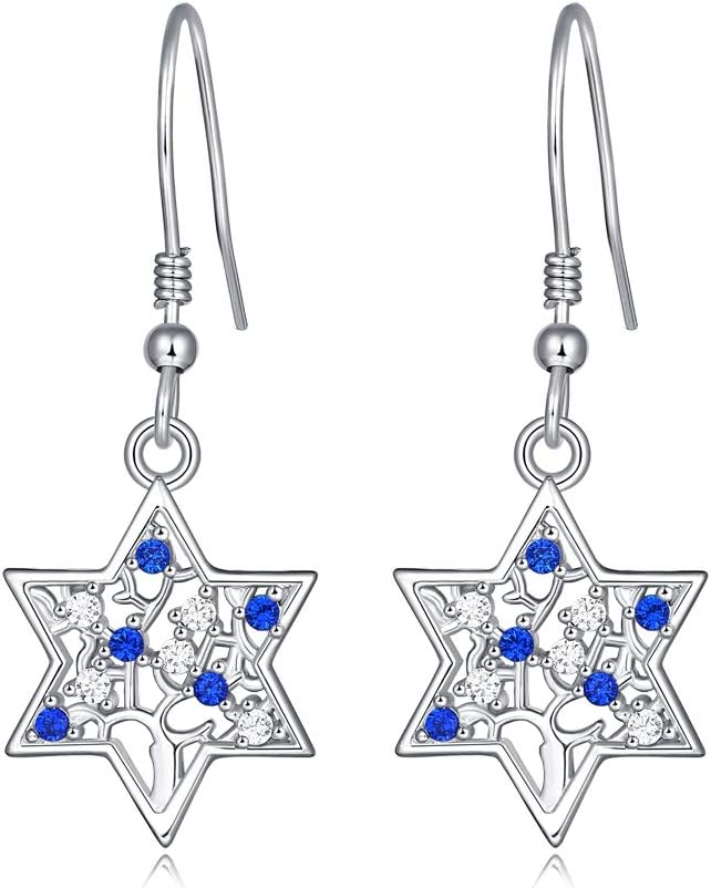 925 Sterling Silver Magen Star Of David Tree Life Pendant Necklace - Israel Hebrew Judaica Jewish Jewelry Gifts for Bat Mitzvah, Hannukkah, Birthday, Mom, Daughter, Her, Women Teens Girls