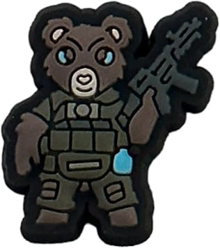 Patchlab Teddy Ranger Eye Rubber Morale Patch, Re Bundesteddy Soldier, Durable & Vibrant, Hook & Loop Attachment for Backpacks | for Army, Police, 2nd Amendment Enthusiasts, Military Suit & Gun, 0.7