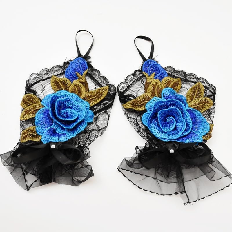 Specell Embroidered Flowers Lace Fingerless Gloves - for Bridal Wedding Cocktail Tea Party Evening Prom Costumes Cosplay - Image 5