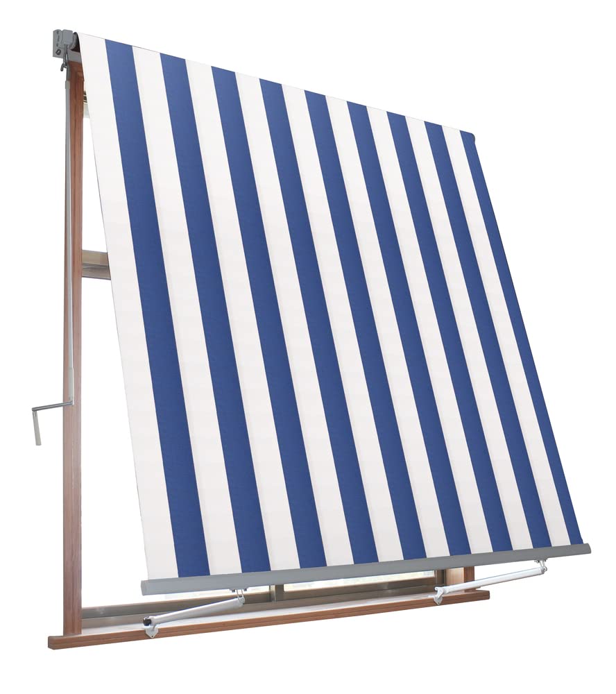 Verdelook Weiß Und Blau. Milos Fallschirmmarkise Mit 80 Cm Langen Armen Zur Verankerung, Breite 1 M Und Höhe 2,5 M, Weiß Und Blau