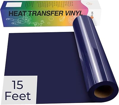 HTVRONT HTV Vinyl Rolls Heat Transfer Vinyl - 12" x 15ft Dark Blue HTV Vinyl for Shirts, Iron on Vinyl for All Cutting Machines - Easy to Cut & Weed for DIY Heat Vinyl Design Dark Blue