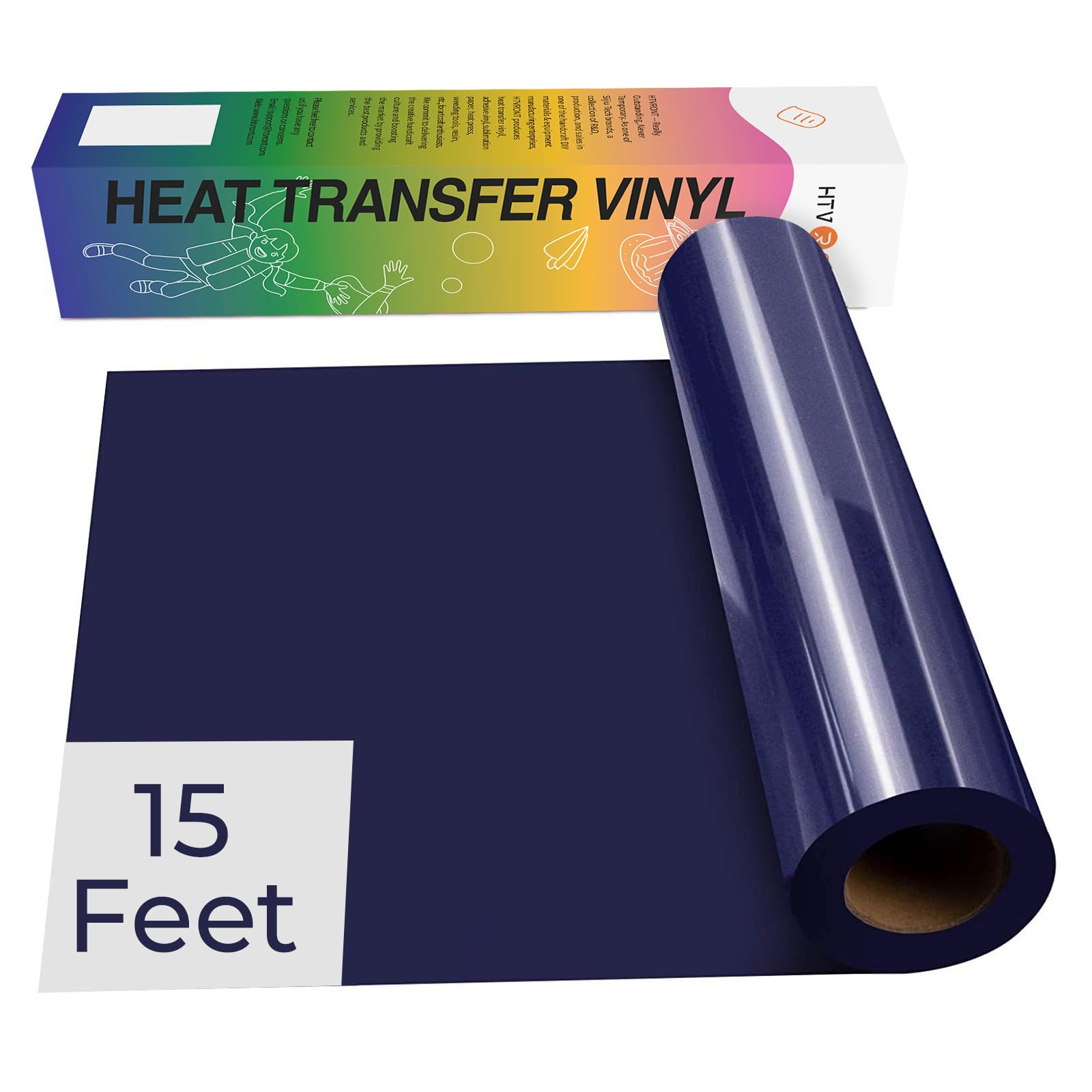 Vinyle HTV bleu foncé anti-décollement grand rouleau de transfert thermique pour customisation textile