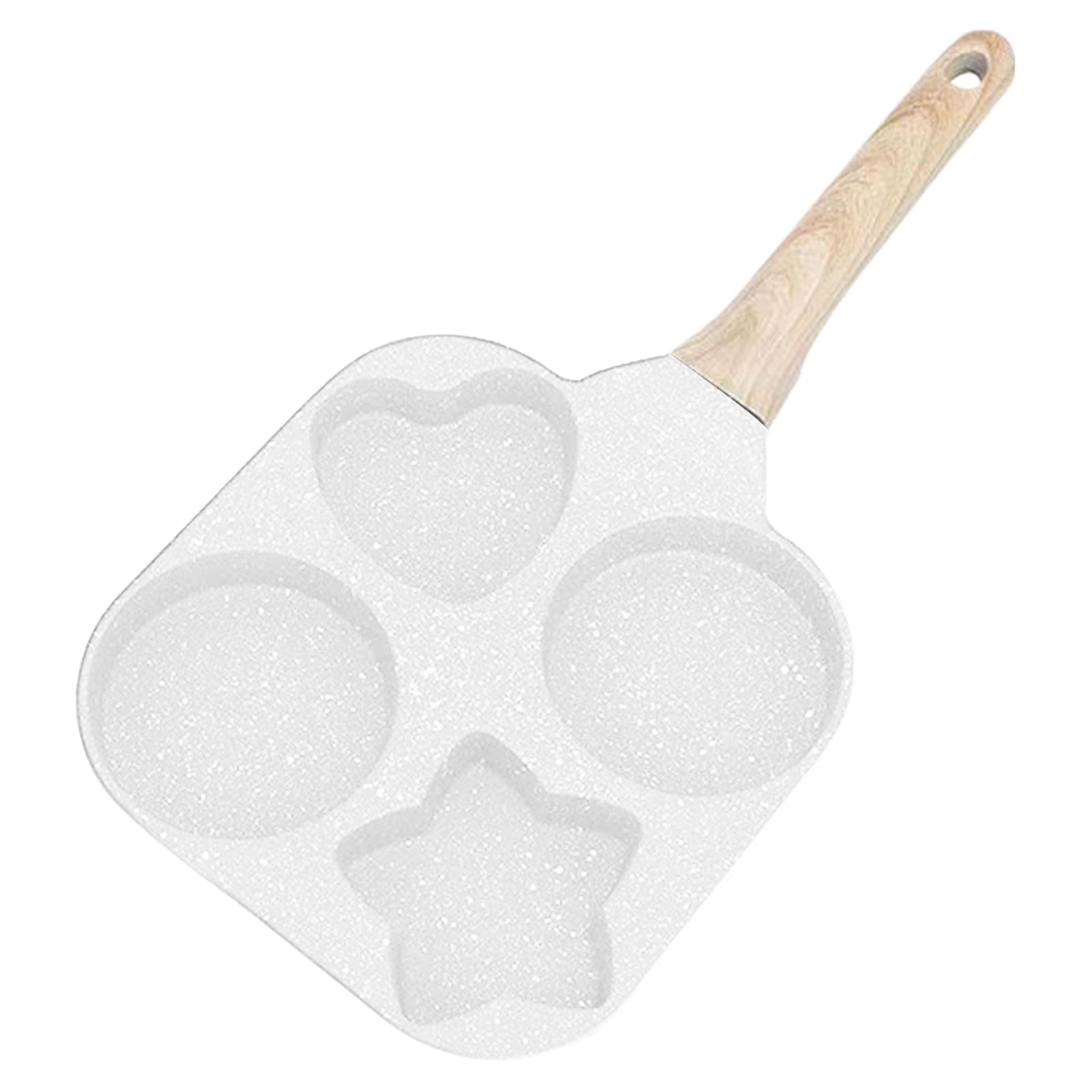 Genérico Sarten Tortitas De 4 Agujeros, Non-stick Sarten Huevo Frito, Para 4 Huevos, Con Corazón Y Estrella Puntas, Aleación Aluminio, Ideal Para Cocinas Y Inducción, 18cm,