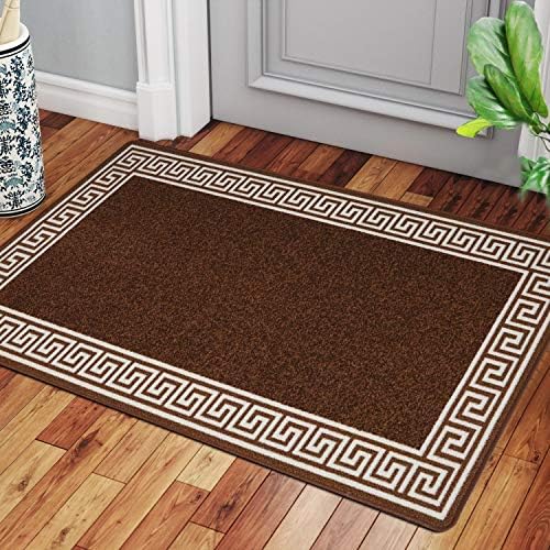 renoazul® Rugs for Living Room with Large Heavy Duty, Non-Slip and Washable, Geometric Kitchen and Bedroom Decor Anti-slip Rug | 120 x 170 cm Non-Shed Low Pile Hallway Accessories - Greeky Beige Brown