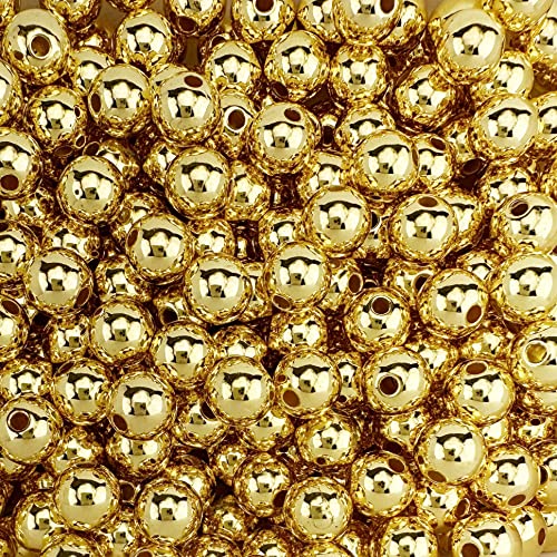 1,200 Round Gold Acrylic Beads 6mm Diameter with 1mm Hole for Crafts