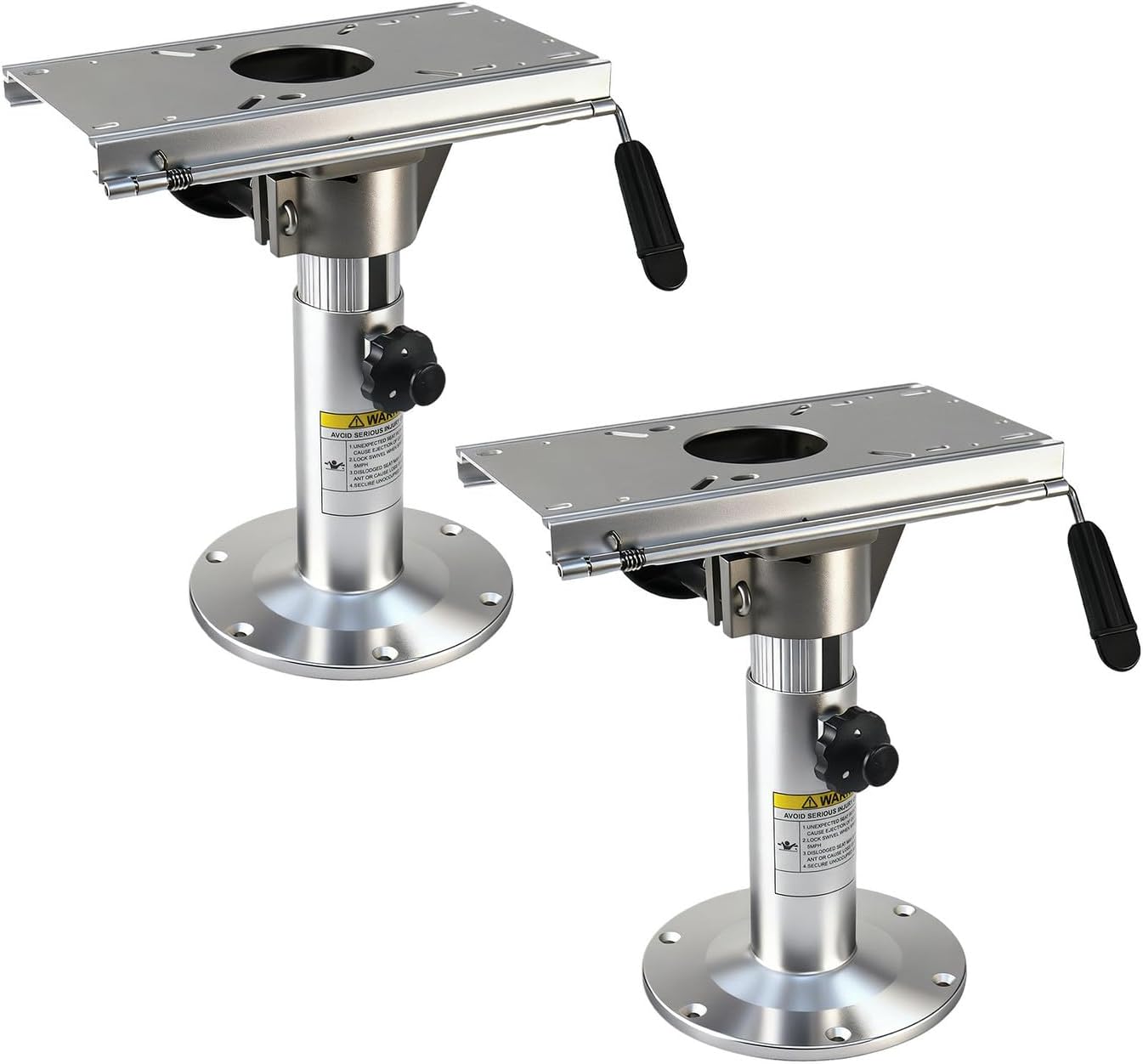 2-Pack 14-20 Inch Boat Seat Pedestal with 7" Slide Track, 360°Swivel Lockable Anodized Aluminum Marine Seat Base, Universal Heavy Duty Mount for Fishing Boat Captain Chairs