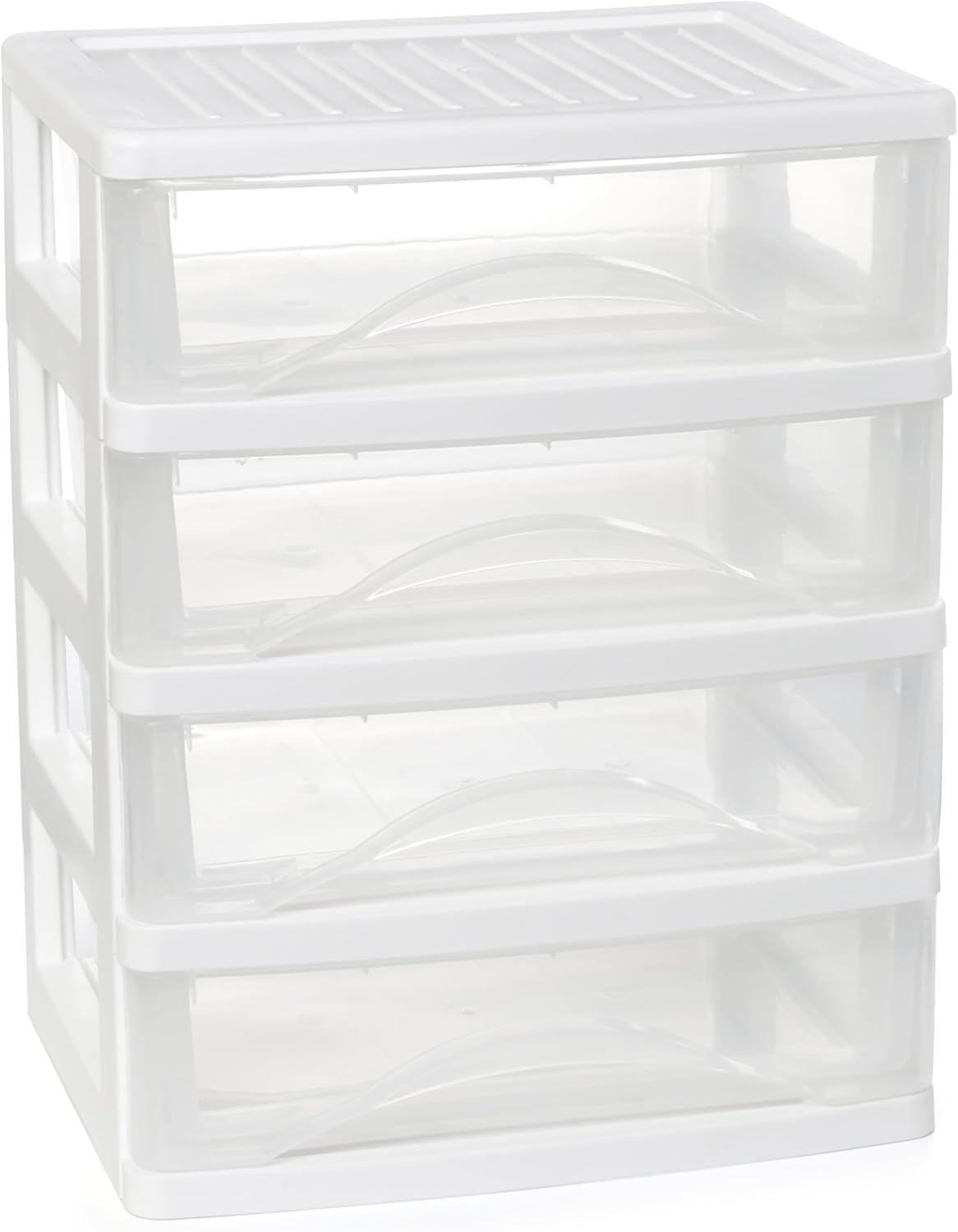 White Desk 4 Drawer Organizer, Plastic Small Drawer Storage, Desk Storage for Office and Home