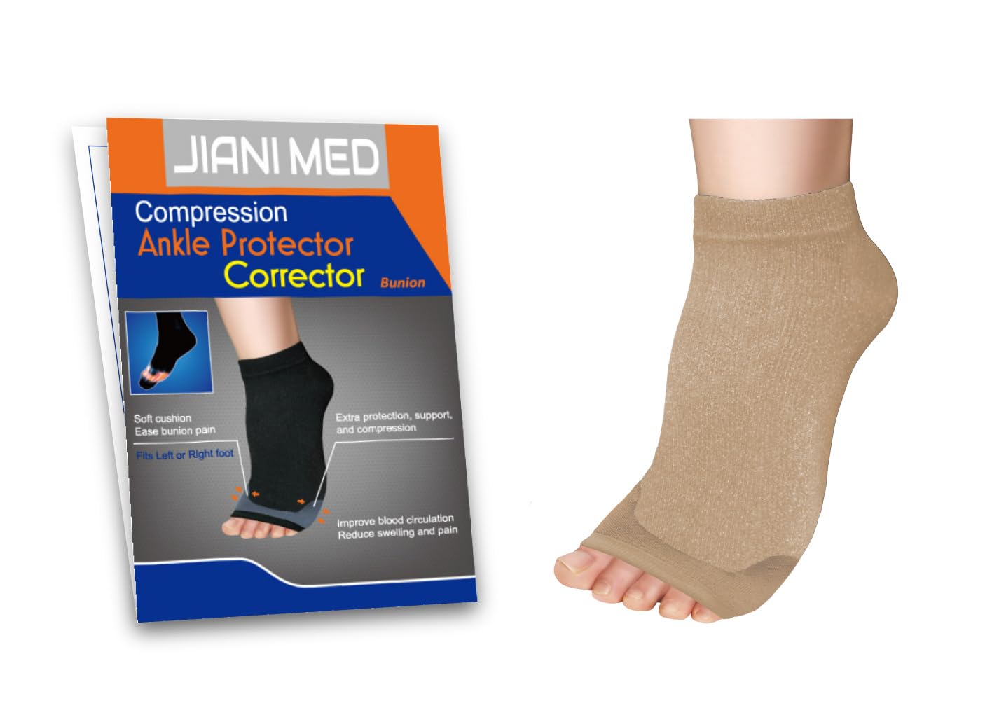 JianiMed Ankle Protector - Bunion, Corrector, Compression Support, Ankle Strains, Sprains, Protection, Daily Use, Taiwan Excellence L/XL