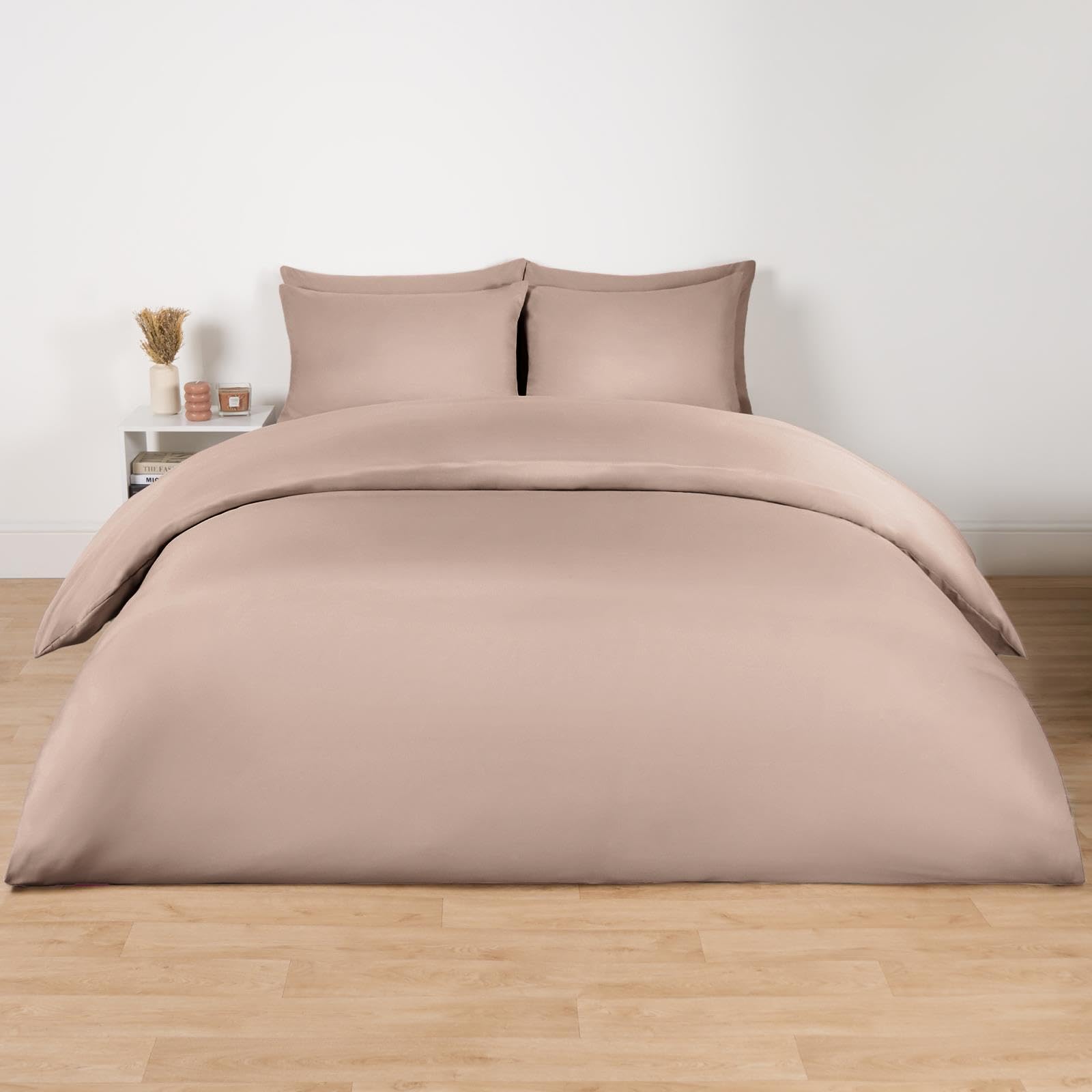 Brentfords Mink Double Duvet Set, Super Soft Microfibre Polyester Plain Dyed Quilt Bedding Set Luxurious Warm Cosy Comfy Double Duvet Cover With 2 Pillowcases,