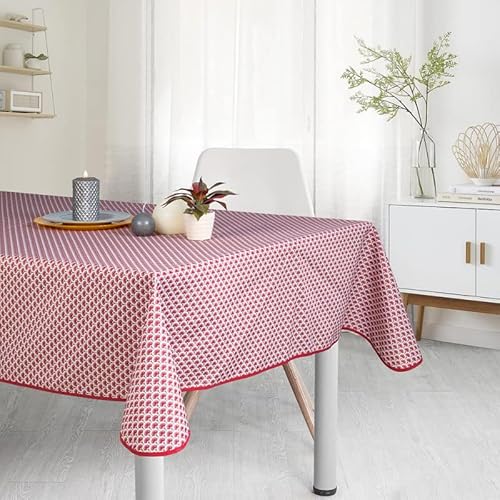Mantel Rectangular Resistente a Las Manchas - Resistente a Las Arrugas y 100% poliéster - Rojo - 200x150 cm - Paon - 4/6 Cubiertos - Interior o Exterior - Mesa de Comedor, Cocina o jardín Cover