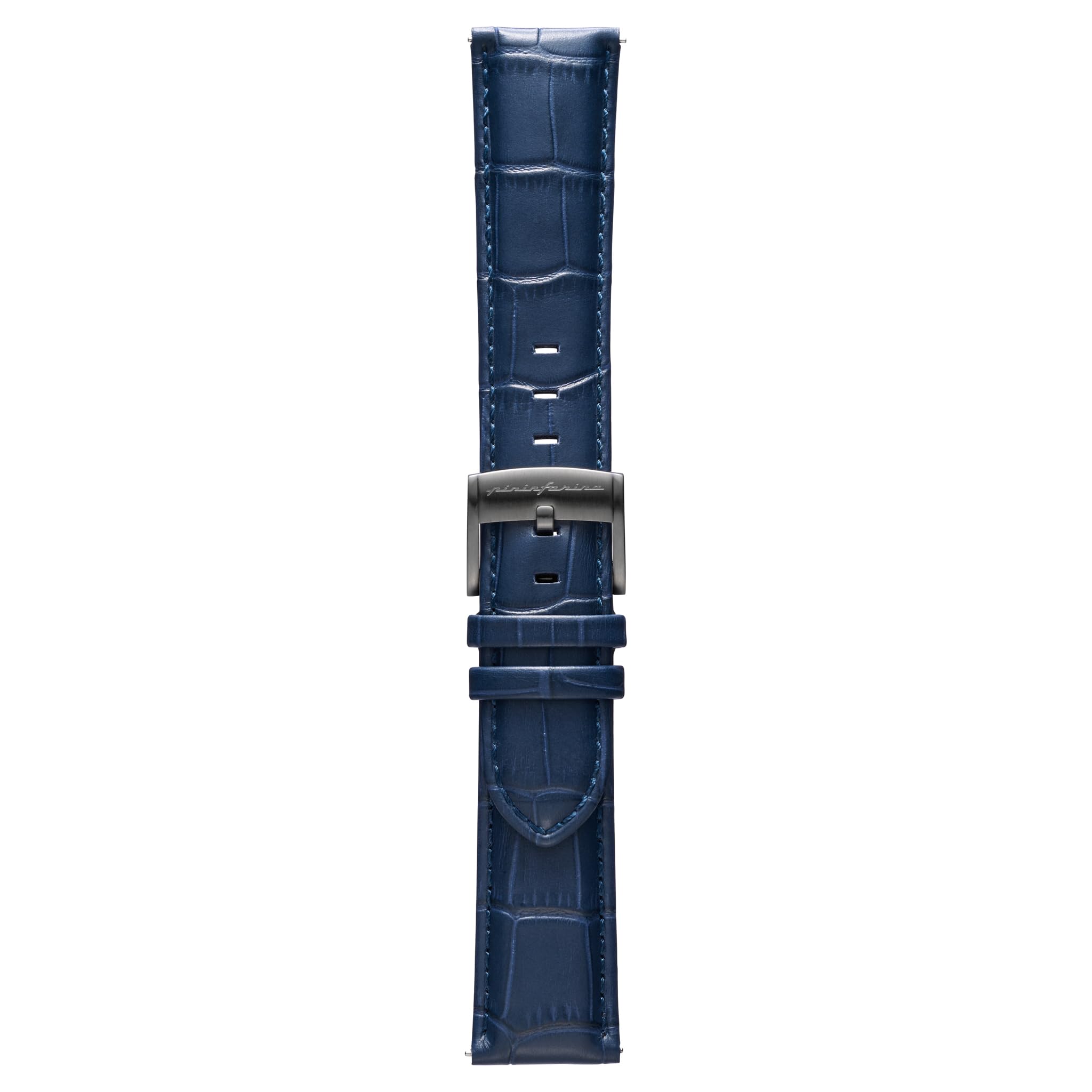 pininfarina Croco Pattern Watch Strap - Genuine Italian Leather 22 mm Band for Senso Hybrid Smart Watch with Steel Buckle & Quick Release - Dark Blue Croco Pattern with Dark Grey Buckle
