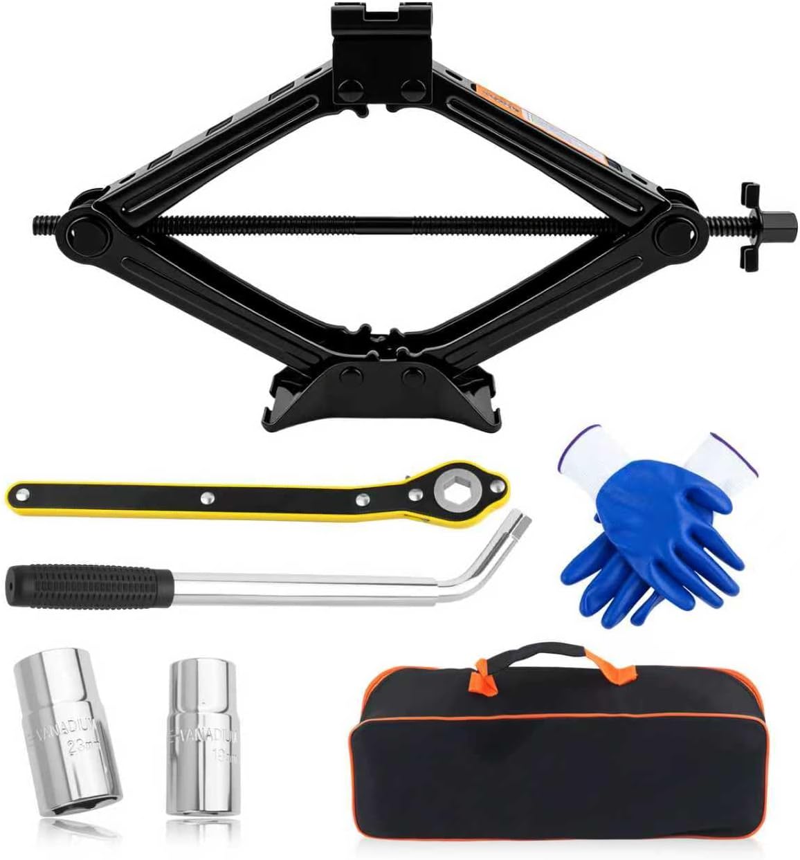 Scissor Jacks Set,2 Ton Portable Car Jack Kit with Lug Wrench & Scissor Jack Handle & Lug Nut Socket,Professional Tire Changing Kit as Auto Emergency Kits for Most Auto,SUV
