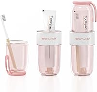 Vista 7 de Estuche de viaje para cepillo de dientes blanco compacto ventilado, contenedor organizador portátil para cepillos de dientes y pasta de dientes