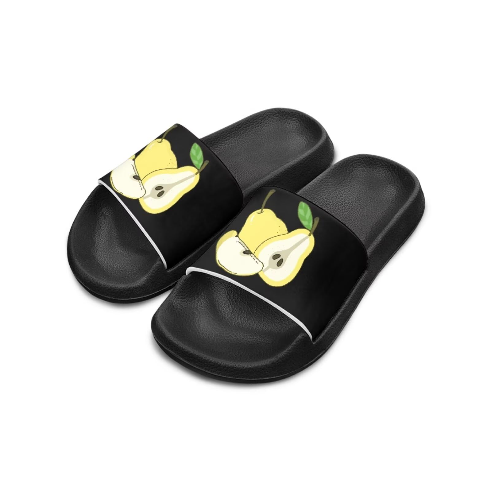 Howilath Cartoon Pears Print Children's Sandals Lightweight Non-slip Open Toe Slide Sandals Girls House Slippers Comfy Shower Beach Sandal