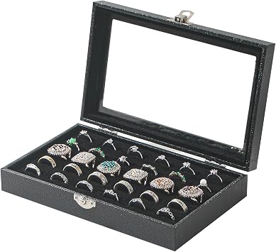 Ring Organizer Box for Jewelry,Rings Cufflinks Storage Case,Black