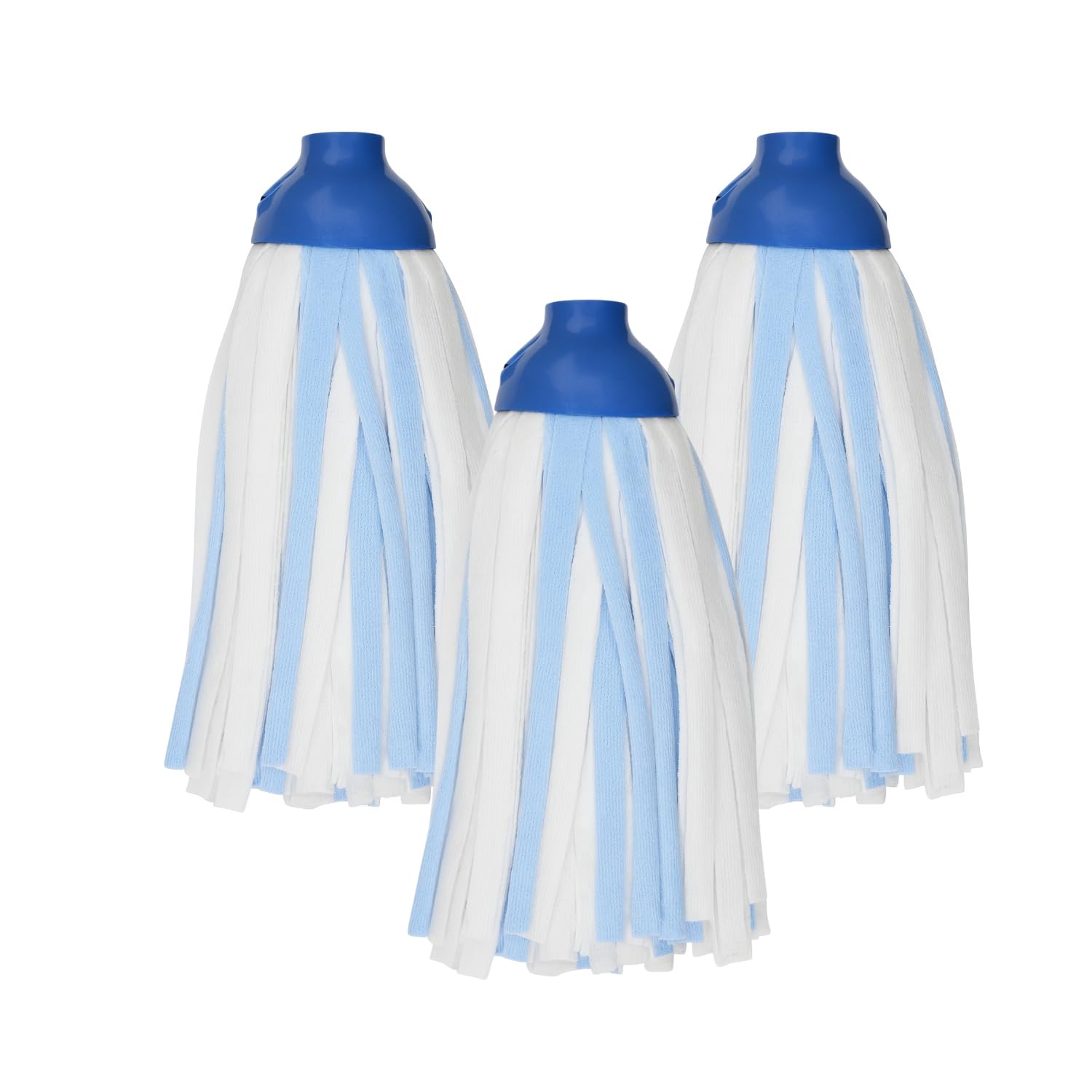 HOMESHOPA Synthetic Floor Mop Head, 3 Pack Blue Super Absorbent Synthetic Cloth Strands, Versatile Easy-Clean Mop Refill for Home, Office & Commercial Use