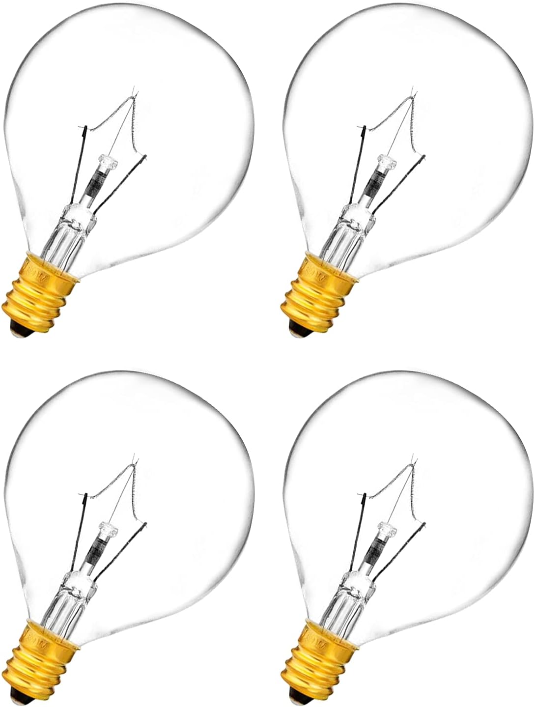 G16.5 E12 Candelabra Bulbs - 25W, 120V, for Scentsy Warmers, Incandescent, 2700K Warm White, Clear, 170Lm - 4 Pack