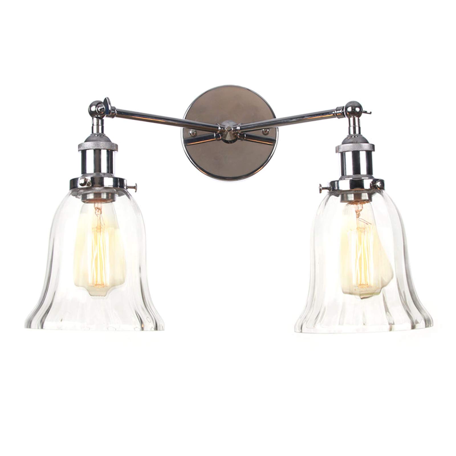 VDOQTLJT 2-Light Vanity Light Fixtures Adjustable Wall Lamps Modern Bathroom Mirror Lighting Clear Glass Shade Sconces D Sconce(A)