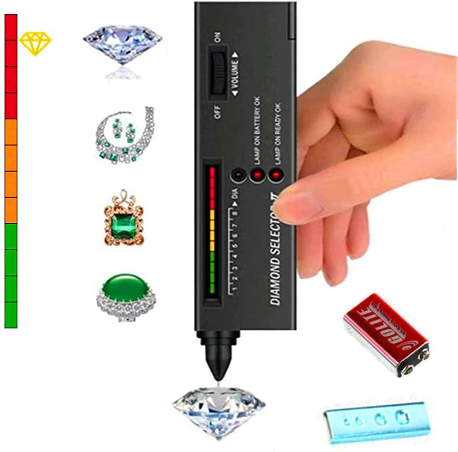 Diamond Tester Pen, High Accuracy Jewelry Diamond Tester＋200g/0.01g Mini Jewelry Scale＋60X Mini LED Magnifying, Professional Diamond Selector for Novice and Expert, Thermal Conductivity Meter