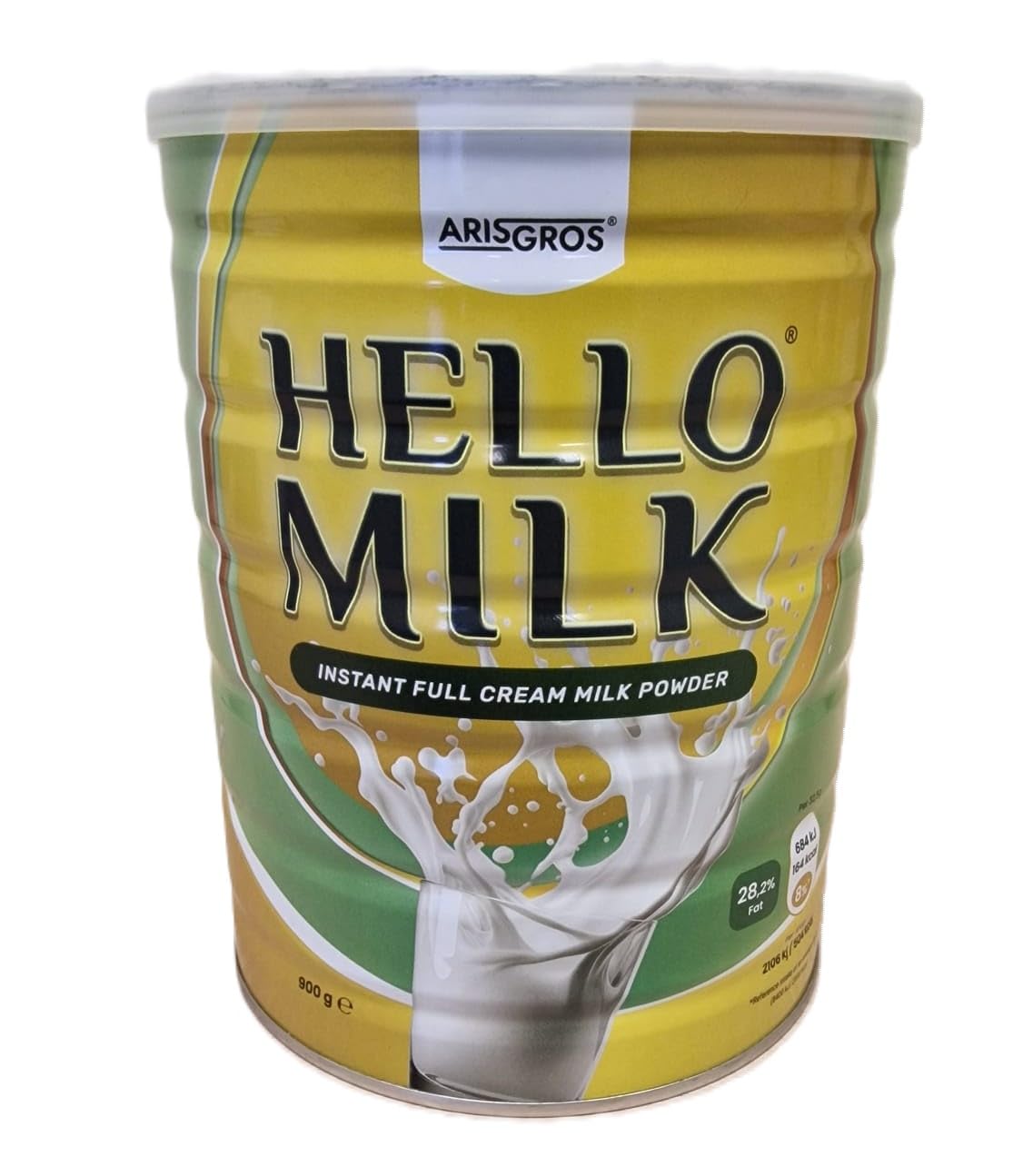 HELLO MILK 900g (Arisgros) - Leche en polvo entera instantánea (Instant Full Cream Milk Powder) min. 28% de grasa