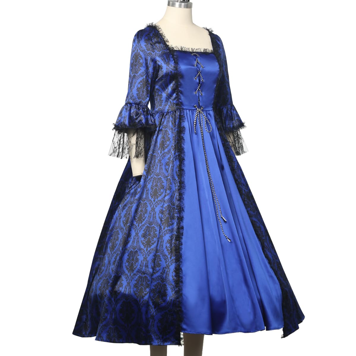 CAMDOM Robe Victorienne Médiévale pour Femme Gothique de Soirée Cocktail Elegante Lolita Party Swinging avec Jupon