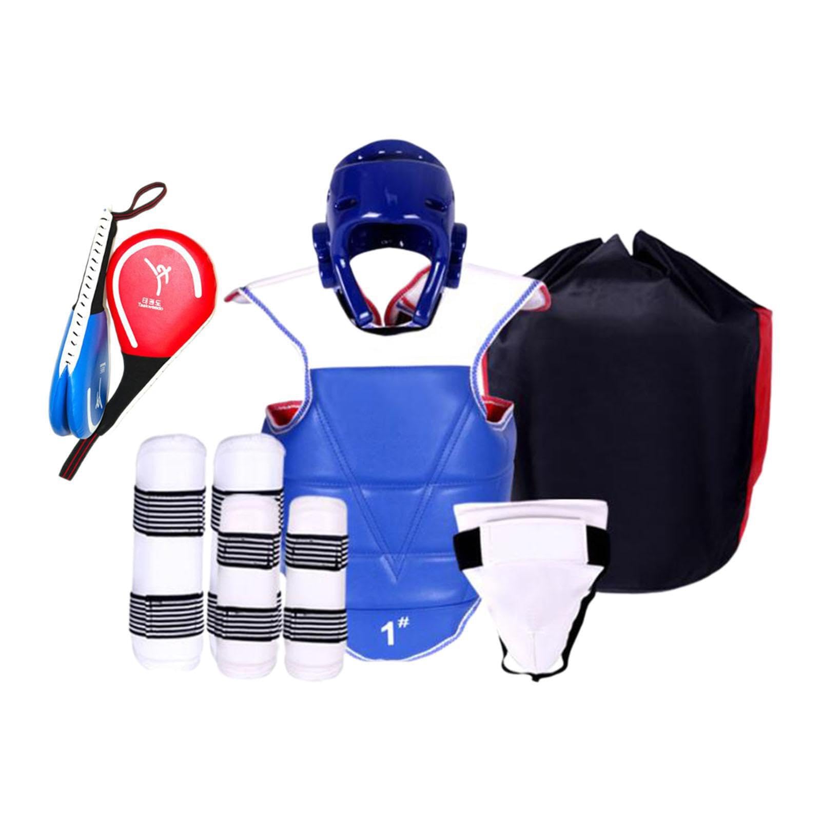 Set di attrezzature per sparring per karate | Copricapo Parastinchi Protezioni Borsa per riporre Facile trasporto Protezione per il torace Taekwondo imbottita regolabile
