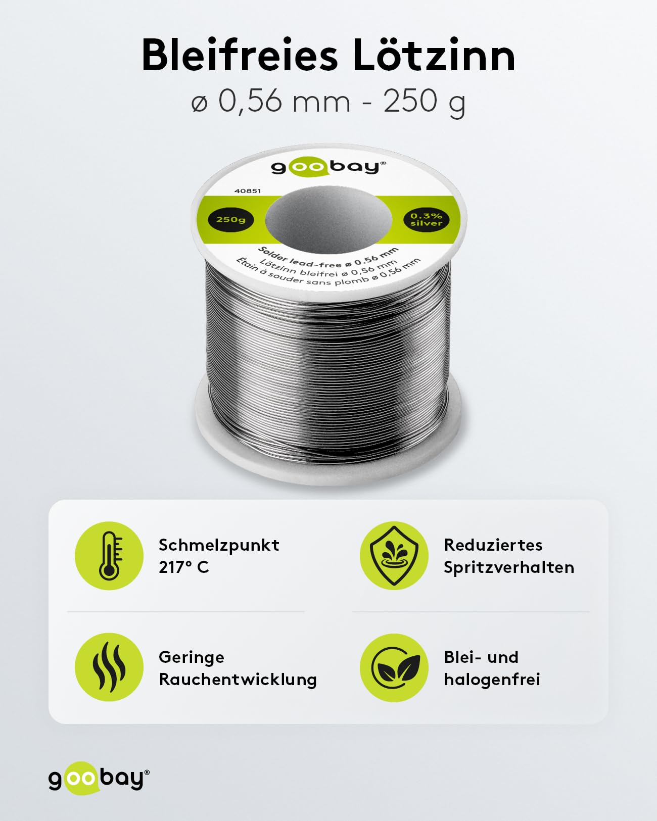 Goobay Stagno per saldatura senza piombo ø 0,56 mm 250 g 0,3% Ag