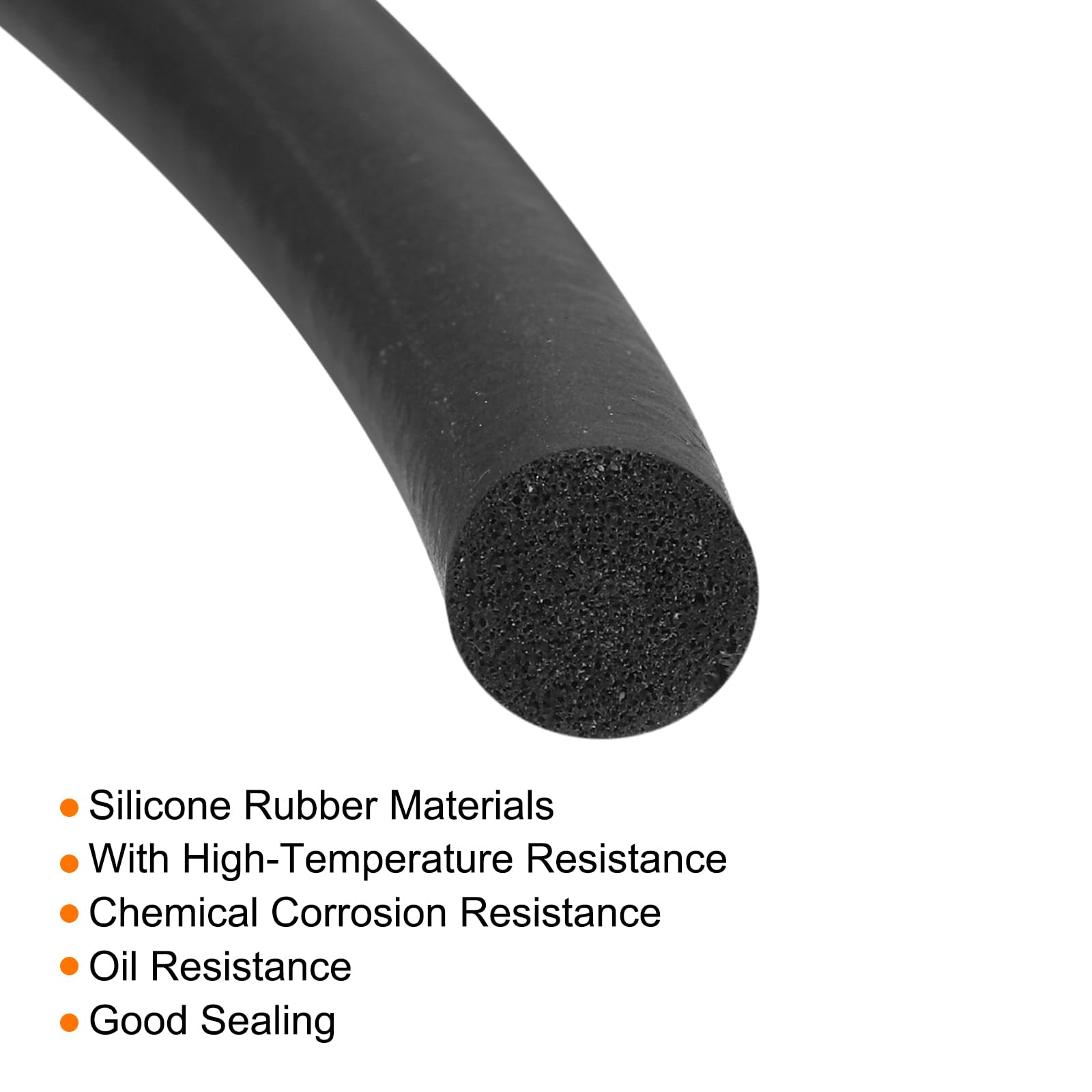 QUARKZMAN Nastro Tenuta Schiuma Silicone, Diametro 1mm (0,04") Lunghezza 4 Metri (13,12 Piedi) Guarnizione Gomma Spugna Rotonda Corda Gomma Solida per Macchinari e Industrie, Nero