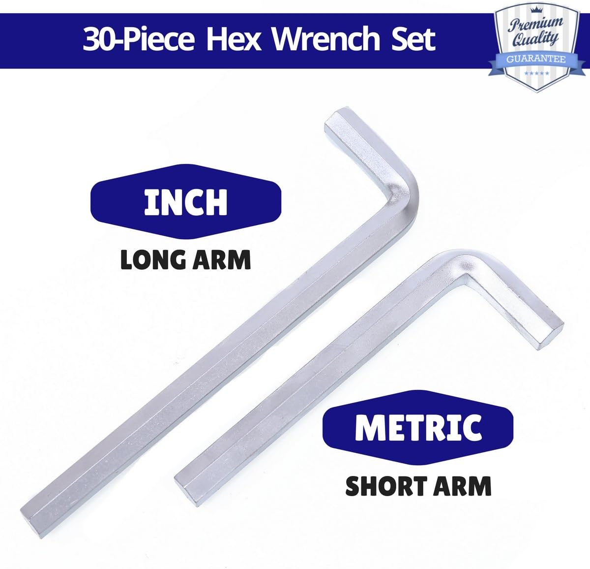 Lіmіtеd Dіѕсоunt Heavy Duty 30-Piece Hex Allen Key Wrench Set - 15 Long Arm (Inches): 0.028”Up To 3/8 and 15 Short Arm (Metric): 0.7 mm Up To 10 mm | Durable Chrome Vanadium Steel | Carrying Case