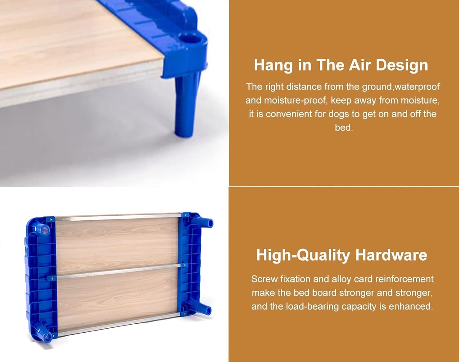 Heavy Duty Wooden Orthopedic Joint Relief Dog Bed, Large Elevated Older Dogs Sofa with Plastic Legs, for Pets Within 40 Kg / 88 Lbs