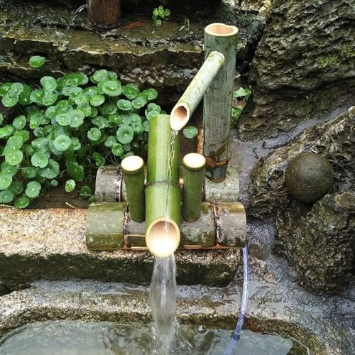 Bamboo Fountain Kit Solar Powered Garden Waterfall - Eco-Friendly Outdoor Water Feature for Relaxing Garden Ambiance