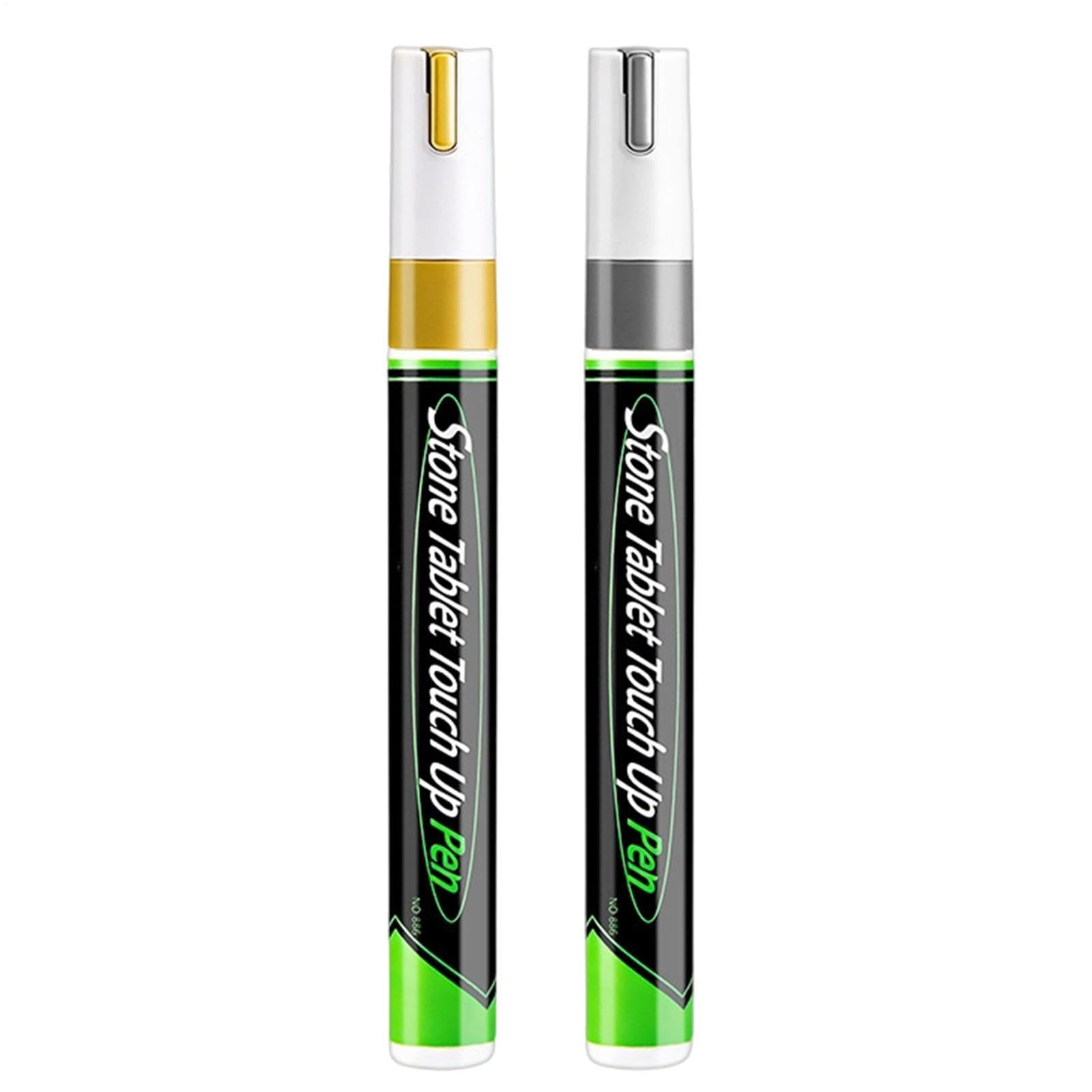 Rotulador De Lápida De 2 Piezas, Rotulador Pintura Lápida Metal Con Punta 3 Mm, Tinta Permanente Resistente A La Intemperie Dorada Y Plateada Para Letras De Lápidas E Inscripciones Conmemorativas