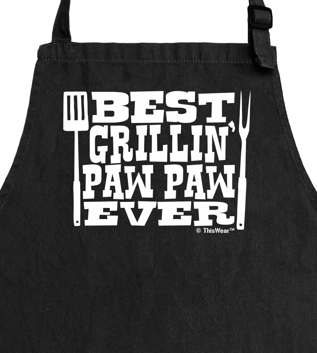 ThisWear Father's Day Gift Best Grillin' Paw Paw Ever Funny Apron for Kitchen BBQ Barbecue Cooking Grilling Bacon Two Pocket Apron for Grandpa or Dad Black