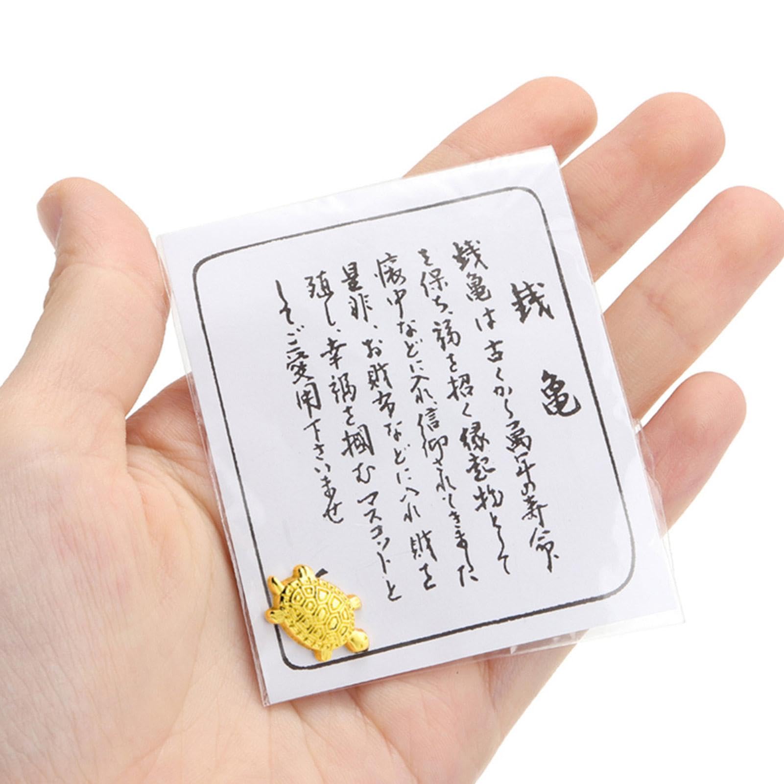 Golden Money Turtle - Good Luck Metal Tortoise | Metal Feng Shui Money Tortoise, Small Golden Tortoise, Sensoji Golden Tortoise Amulet Praying, Tiny Praying Statue Tortoise for Home, Dorm