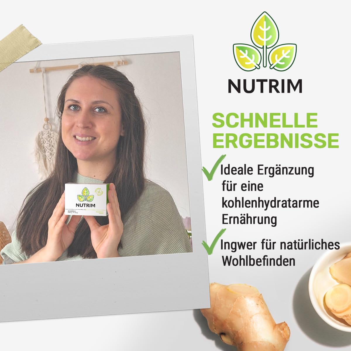 NUTRIM Superfood-Komplex – 1 x 60 Kapseln mit Knotentang, Ingwer, Grünem Tee, Grünem Kaffee und Kardamom – natürliche Unterstützung für Ihre Ernährung - Nahrungsergänzungsmittel