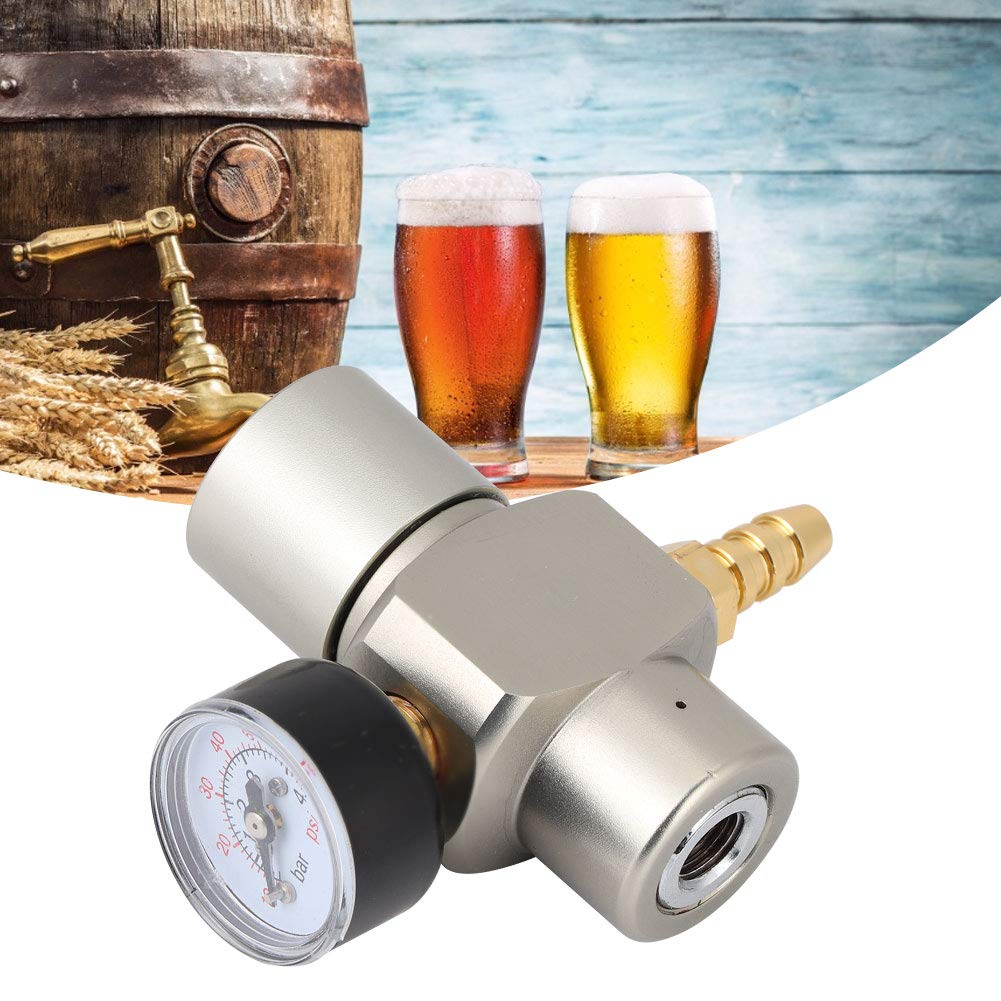 Regulator CO2 do Mini Beczki, Manometr do Nalewaka do Piwa ze Stali Nierdzewnej 0-3 bar z Adapterem 9,5 mm i Króćcem 8 mm do Domowego Piwowarstwa