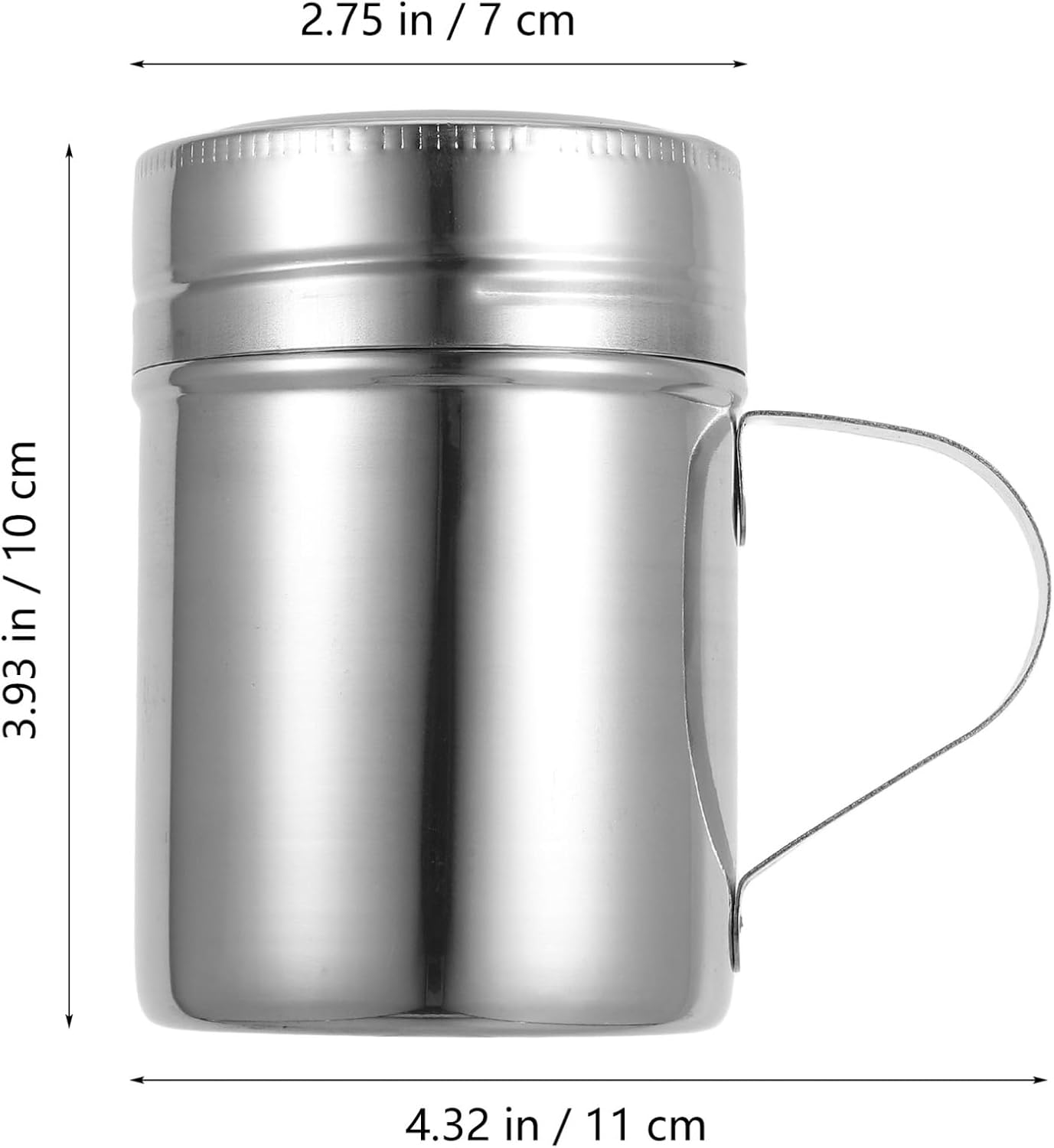 Stainless Steel Flour Shaker with Ergonomic Handle Medium Material Powder Duster for Sugar Salt Spices Portable Kitchen Tool for Baking and Coffee Dusting
