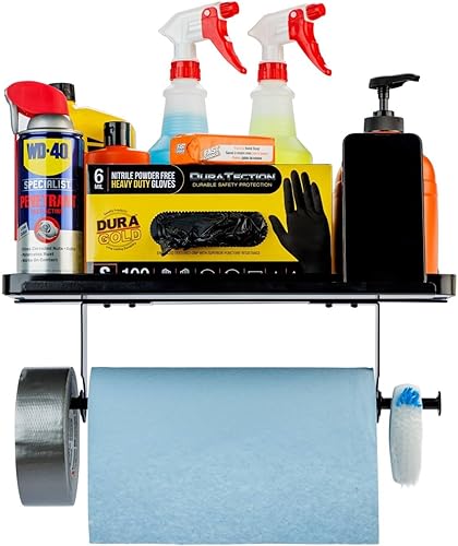 Soporte para toallas de papel para garaje, estante de montaje en pared, soporta 50 libras, garaje, hogar, organización de tienda